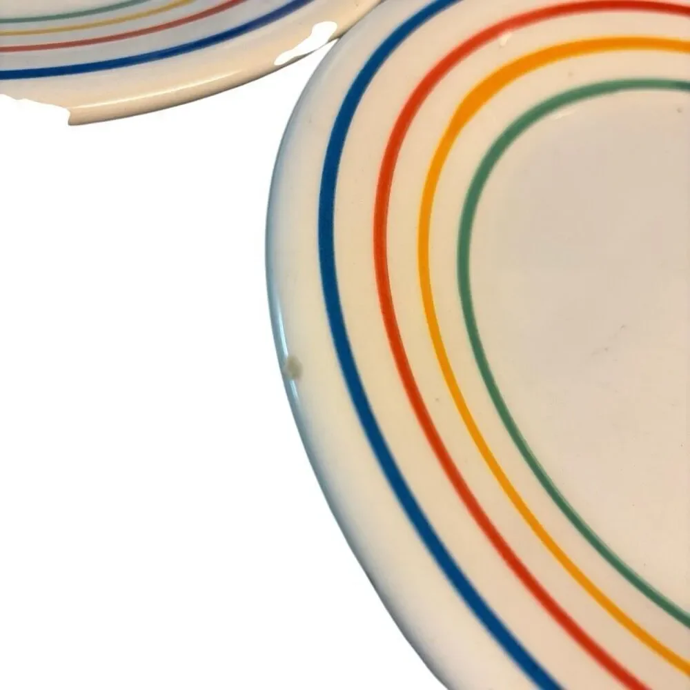 Pier One Imports 7 3/4” Multi Colored Stripes Salad Plates